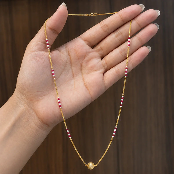 Modern Traditional Gold Chain Necklace with Ruby Accent for Everyday