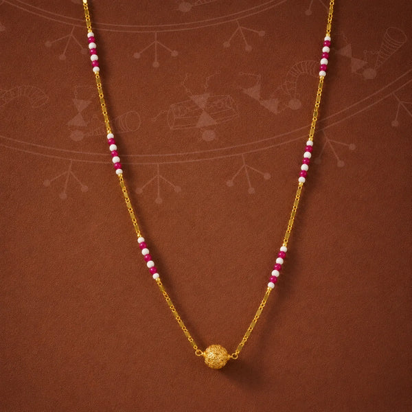Modern Traditional Gold Chain Necklace with Ruby Accent for Everyday