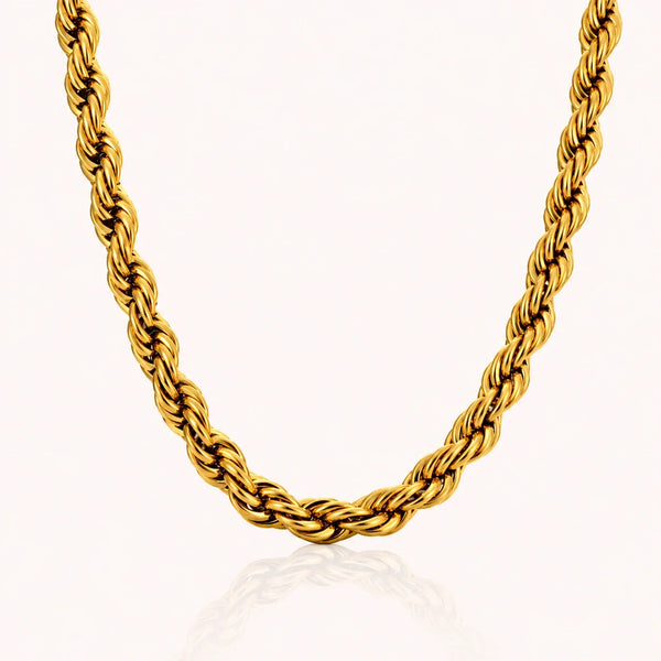 Men 18K Gold-Plated Stainless Steel Rope Chain Necklace