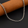 Men Silver-Plated Stainless Steel Rope Chain Necklace