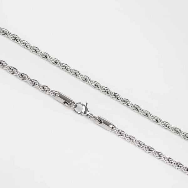 Men Silver-Plated Stainless Steel Rope Chain Necklace