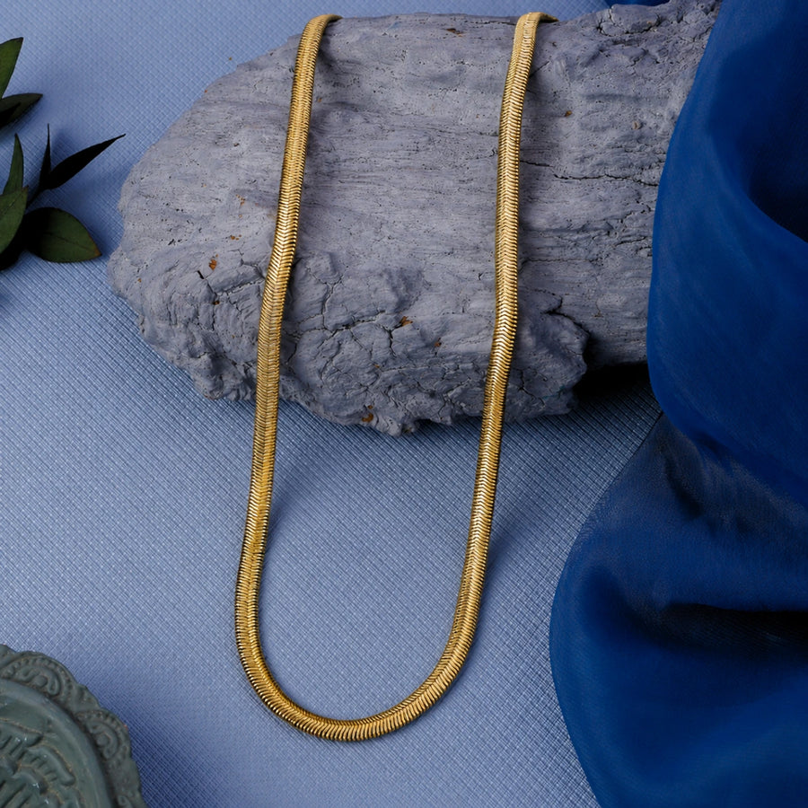 Men 18K Gold-Plated Stainless Steel Thick Snake Chain Necklace For Men