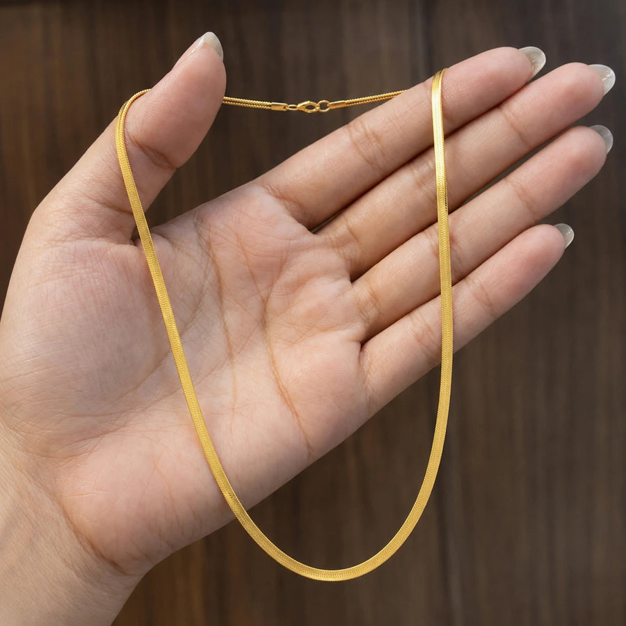 Elegant Luxury Gold-Plated Herringbone Chain Necklace For Daily Wear Women