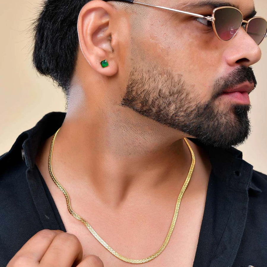 Men 18K Gold-Plated Stainless Steel Thick Snake Chain Necklace For Men