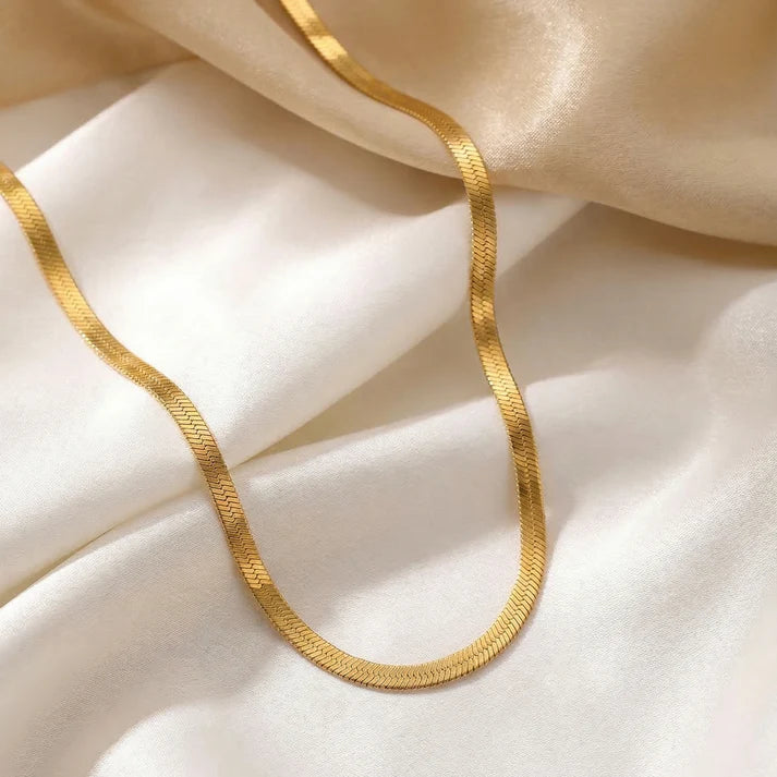 Men 18K Gold-Plated Stainless Steel Thick Snake Chain Necklace For Men