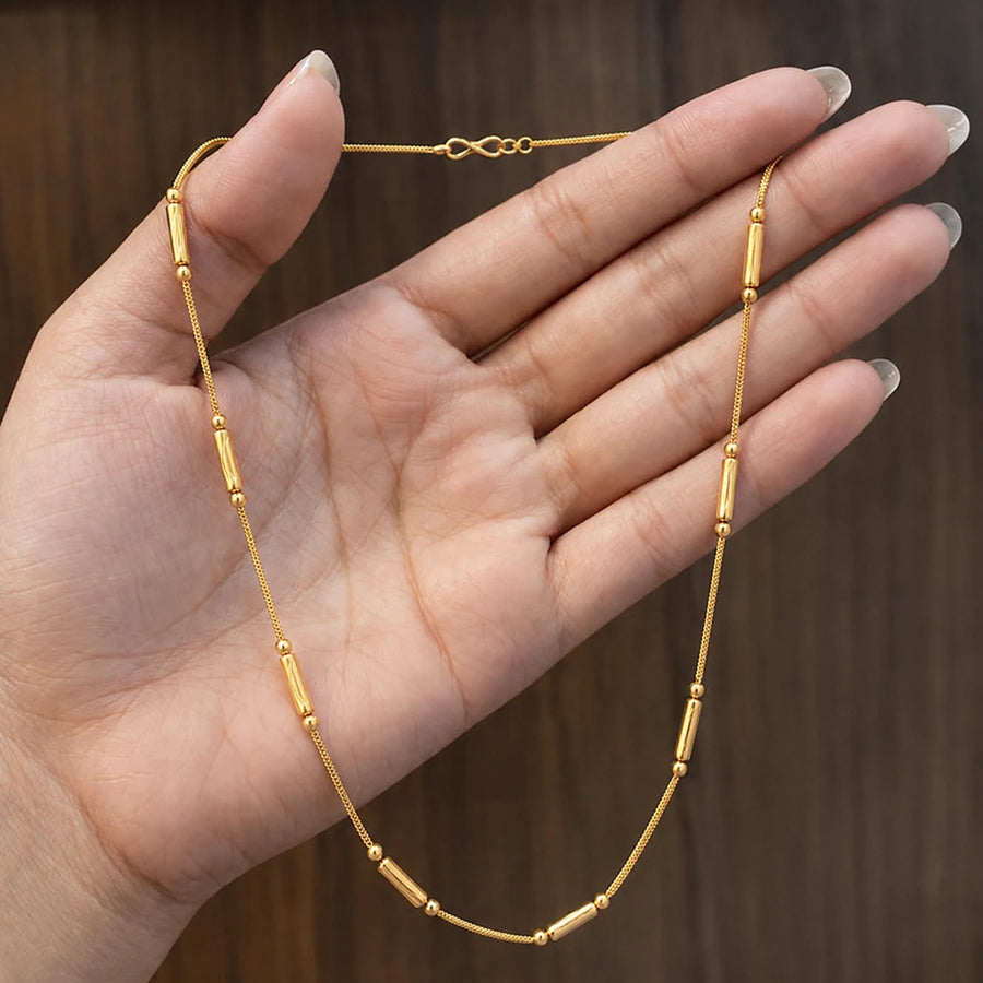 Premium 18K Gold Plated Elegant Beaded Chain Necklace