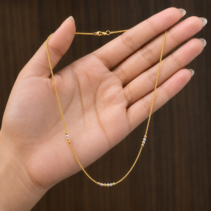 18K Gold Plated Delicate Marble Bead Necklace Chain