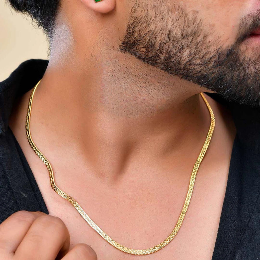 Men 18K Gold-Plated Stainless Steel Thick Snake Chain Necklace For Men