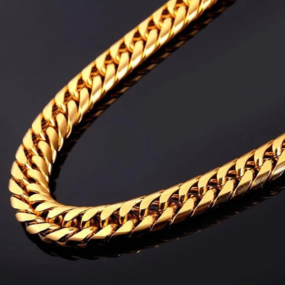 Men 18K Gold-Plated Stainless Steel Regal Cuban Link Chain For Men