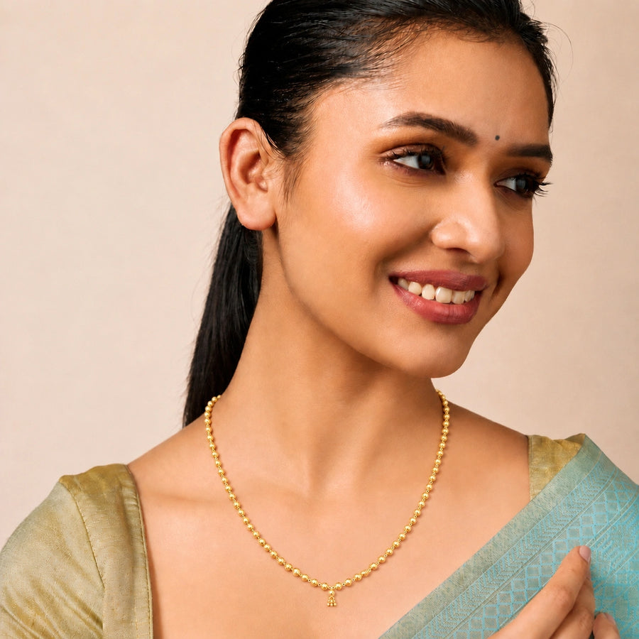 Royal Beaded Elegance 18K Gold-Plated Traditional Necklace Chain for Women