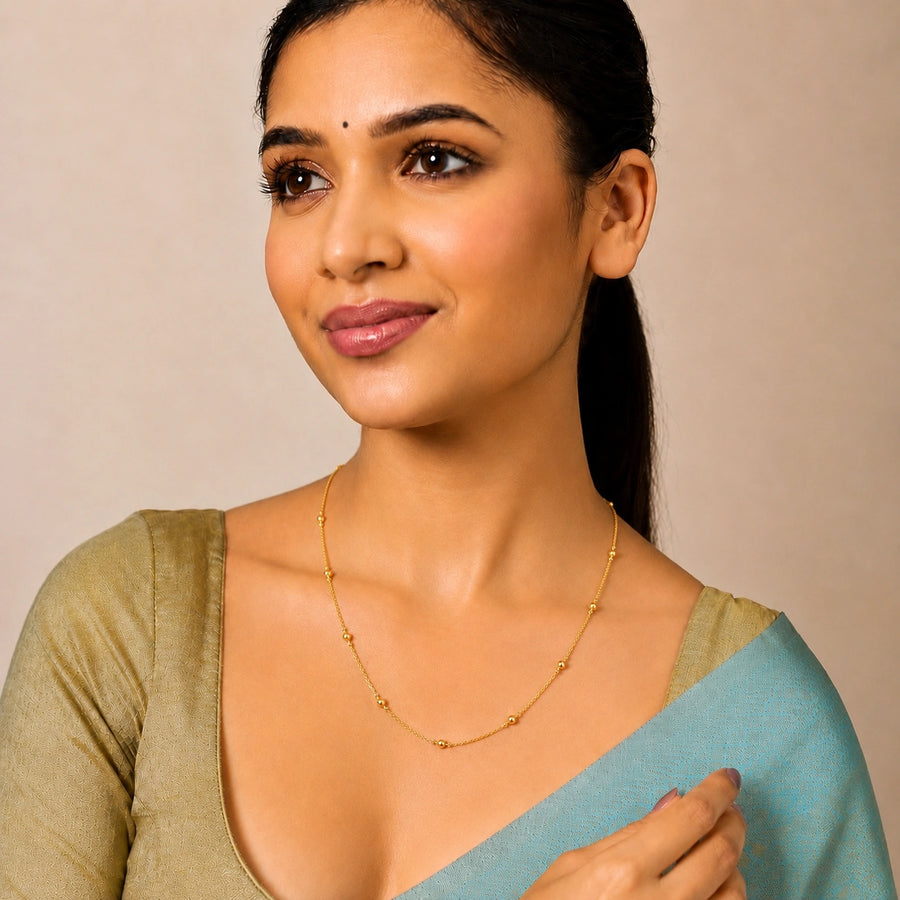 Premium 18K Gold-Plated Luxe Dot Chain Necklace For Women