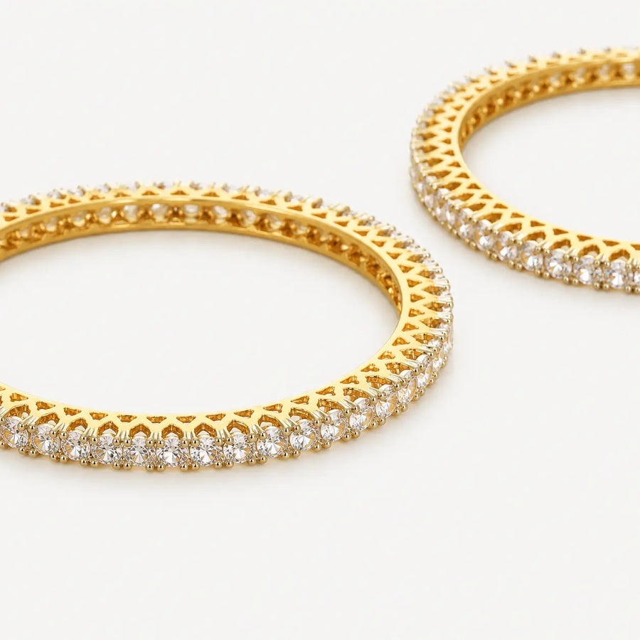 Classic Solitaire Bangles 3MM| 18k Gold Plated