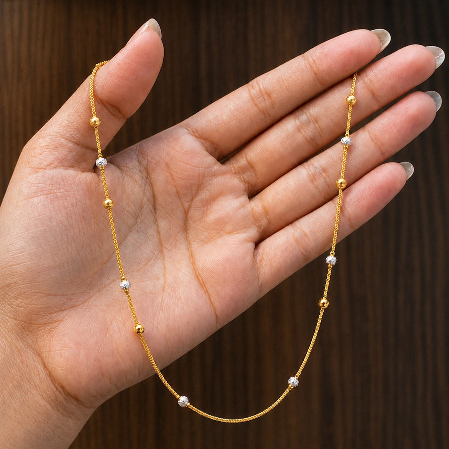 High-Polished Gold-Plated Chain – Dual Tone Beaded Necklace