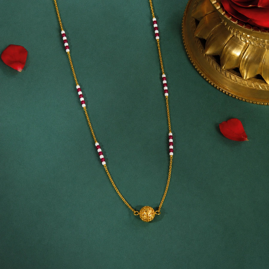 Modern Traditional Gold Chain Necklace with Ruby Accent for Everyday