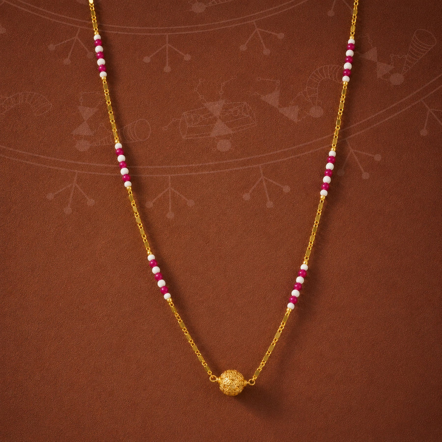 Modern Traditional Gold Chain Necklace with Ruby Accent for Everyday