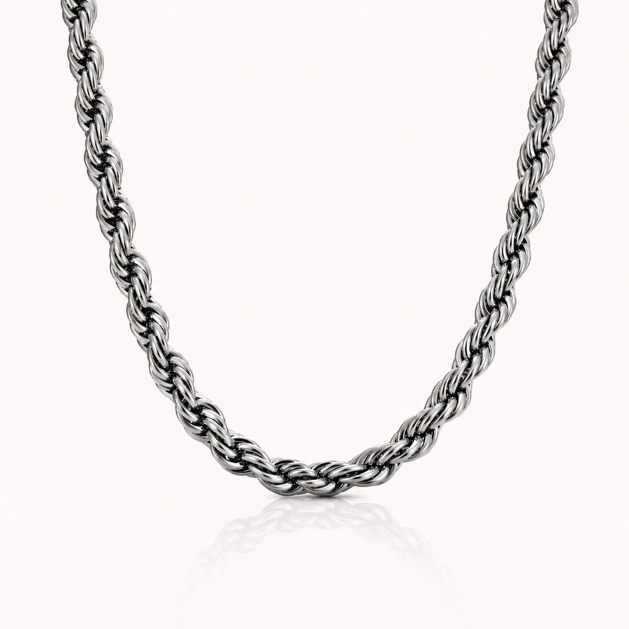 Men Silver-Plated Stainless Steel Rope Chain Necklace