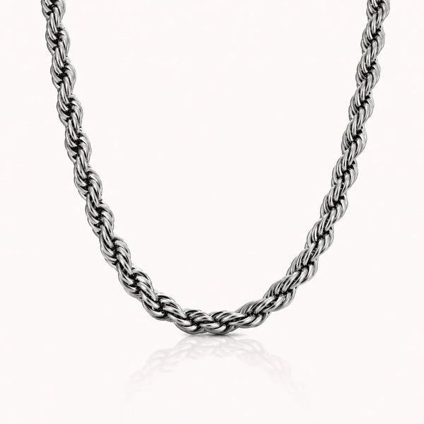 Men Silver-Plated Stainless Steel Rope Chain Necklace