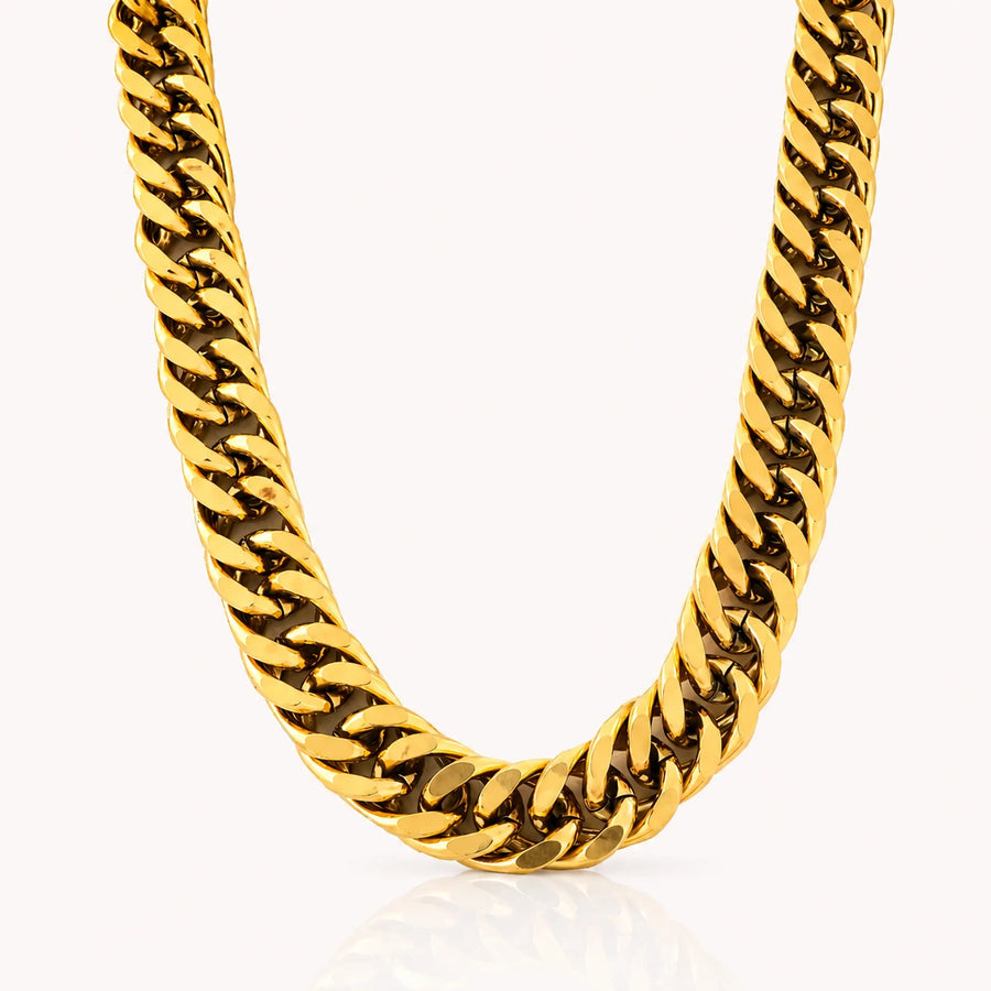 Men 18K Gold-Plated Stainless Steel Regal Cuban Link Chain For Men