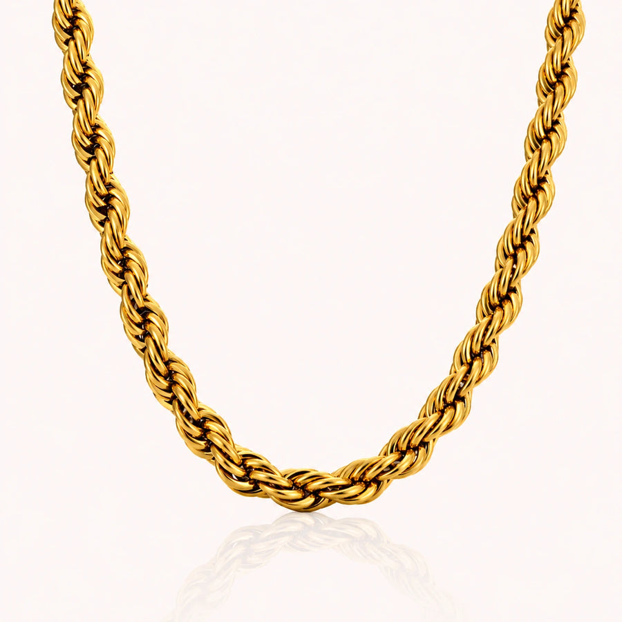 Men 18K Gold-Plated Stainless Steel Rope Chain Necklace