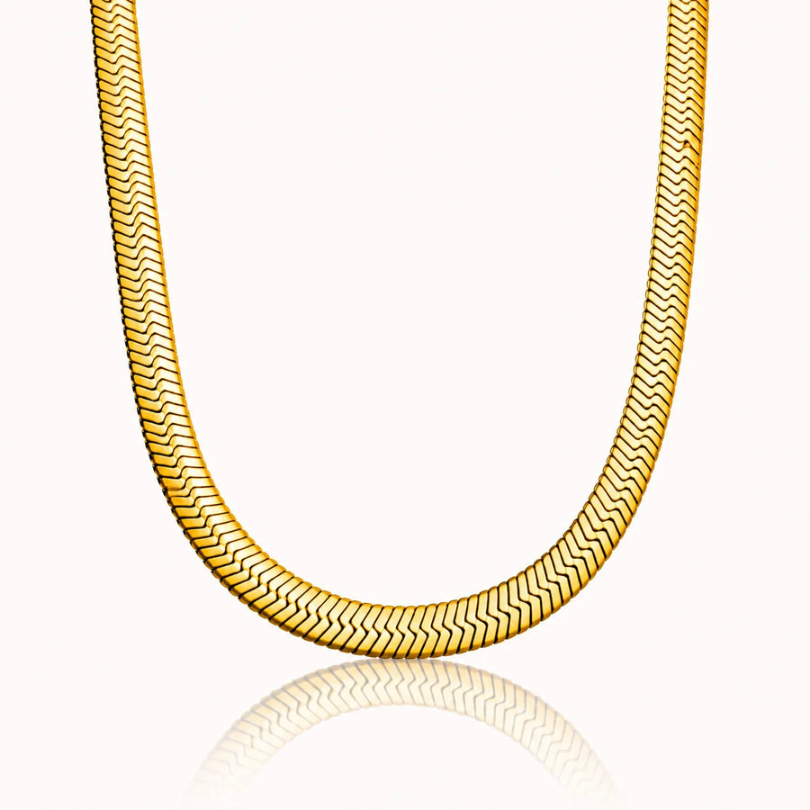 Men 18K Gold-Plated Stainless Steel Thick Snake Chain Necklace For Men