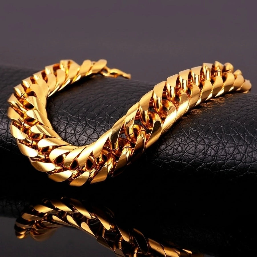 Men 18K Gold-Plated Stainless Steel Regal Cuban Link Chain For Men