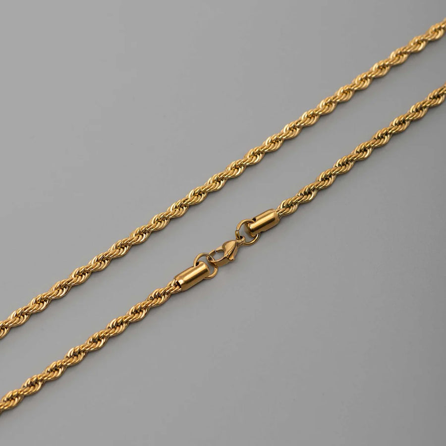 Men 18K Gold-Plated Stainless Steel Rope Chain Necklace