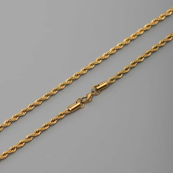 Men 18K Gold-Plated Stainless Steel Rope Chain Necklace