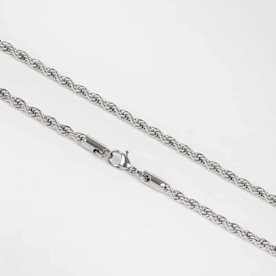 Men Silver-Plated Stainless Steel Rope Chain Necklace