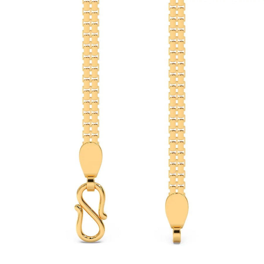 Classic Smooth Gold - Plated Chain with Secure Hook Lock For Women