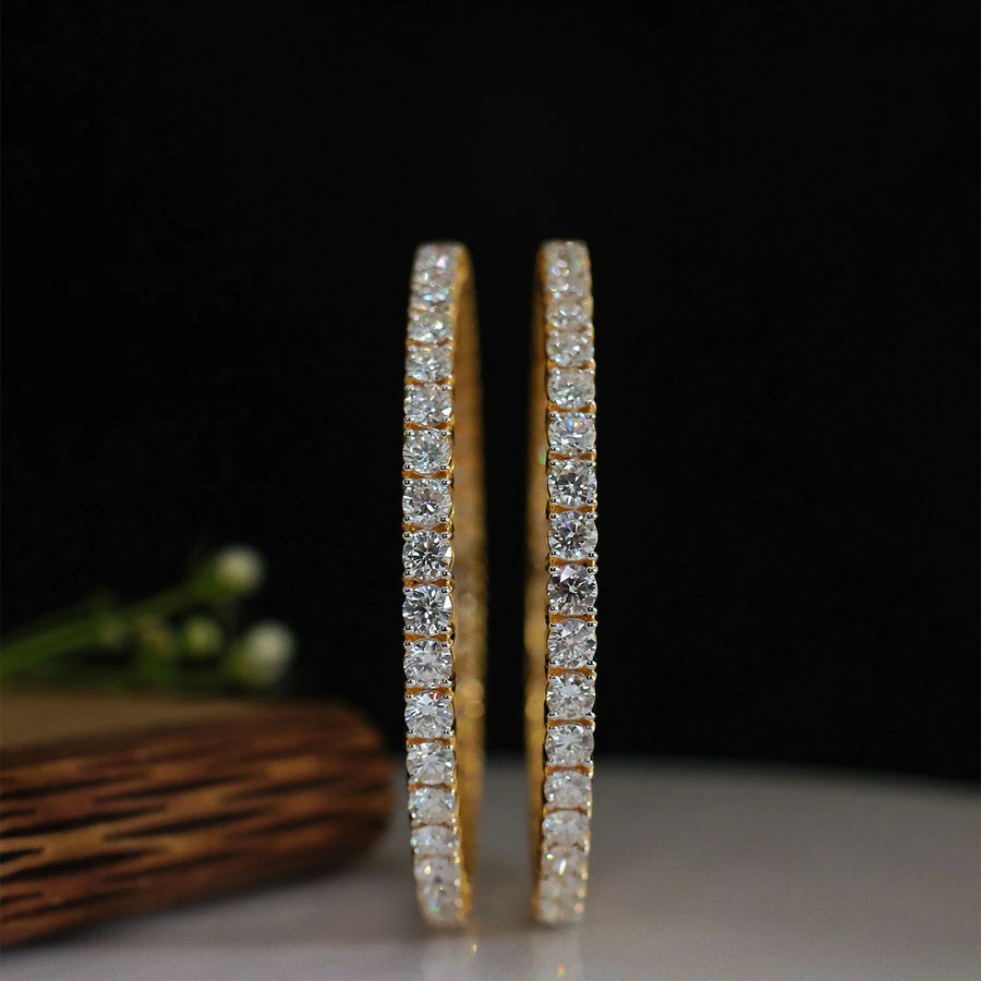 Classic Solitaire Bangles 3MM| 18k Gold Plated