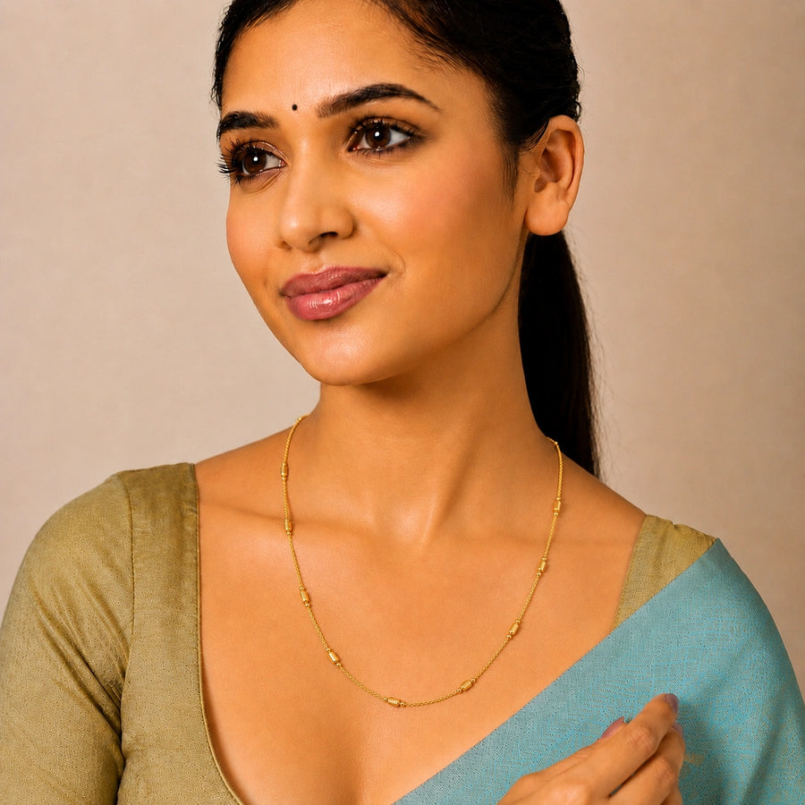 Premium 18K Gold Plated Elegant Beaded Chain Necklace