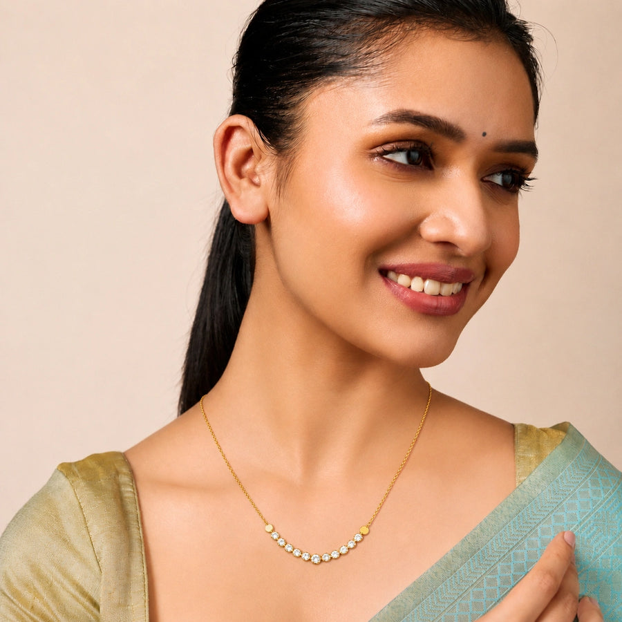 Aurora Shine 18K Gold-Plated Elegant Crystal Charm Chain Necklace