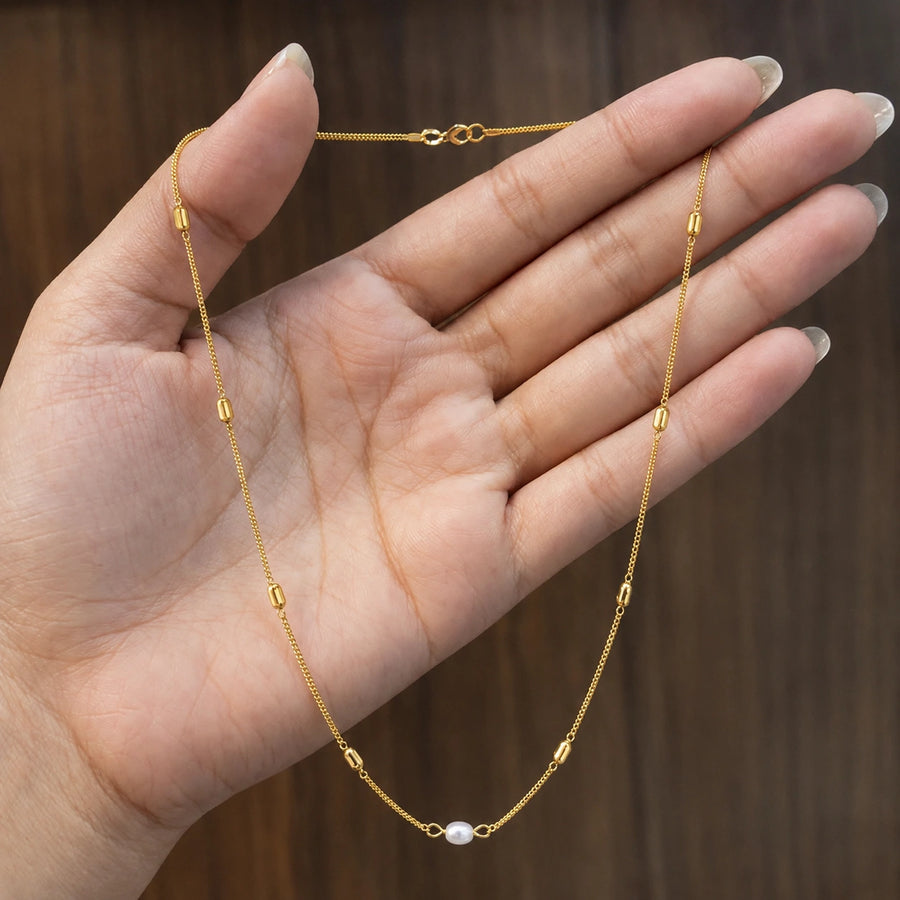 18K Gold-Plated Pearl Glow Chain For Women