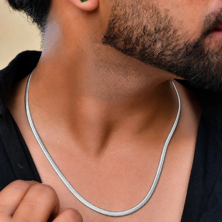 Men Silver-Plated Stainless Steel Thick Snake Chain Necklace For Men